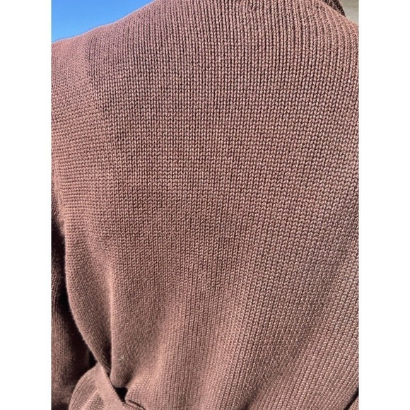 Lauren Jeans Co Ralph Lauren Sweater Shirt Top Brown Button Up Tie Waist Large - Picture 7 of 13
